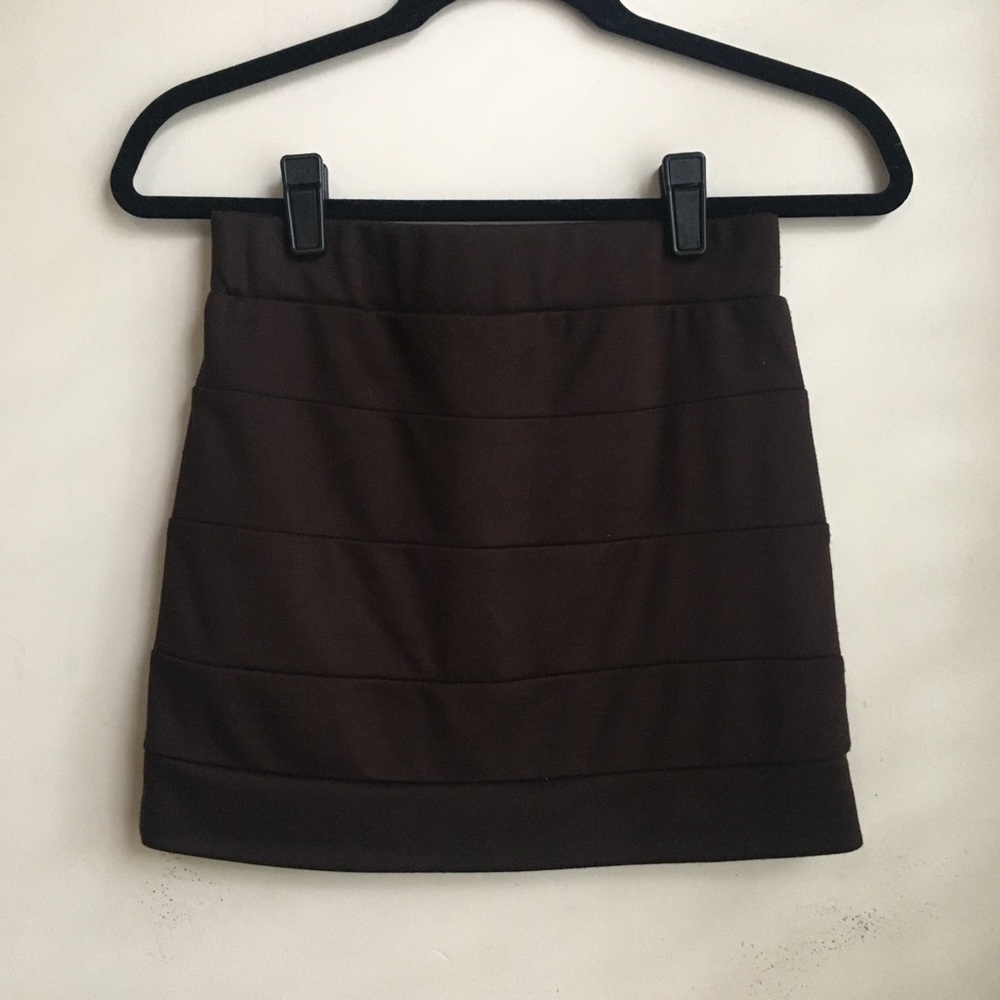 Lush Brown Bandage High Waisted Mini Skirt